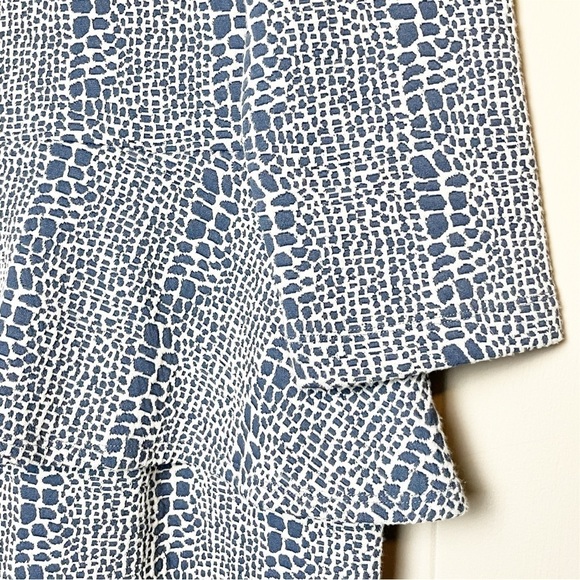 Tyler Boe Long Sleeve Peplum Sheath Dress large blue reptile V neck stretch knit - Picture 3 of 12